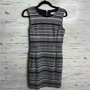 Calvin Klein gray striped sheath career dress size 4